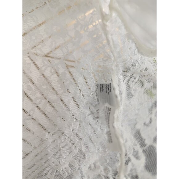 H&M Women's Lace Top White Corset See Through Short Sleeve Size Small - Picture 4 of 6